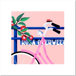 Amsterdam bike and flowers illustration Posters and Art